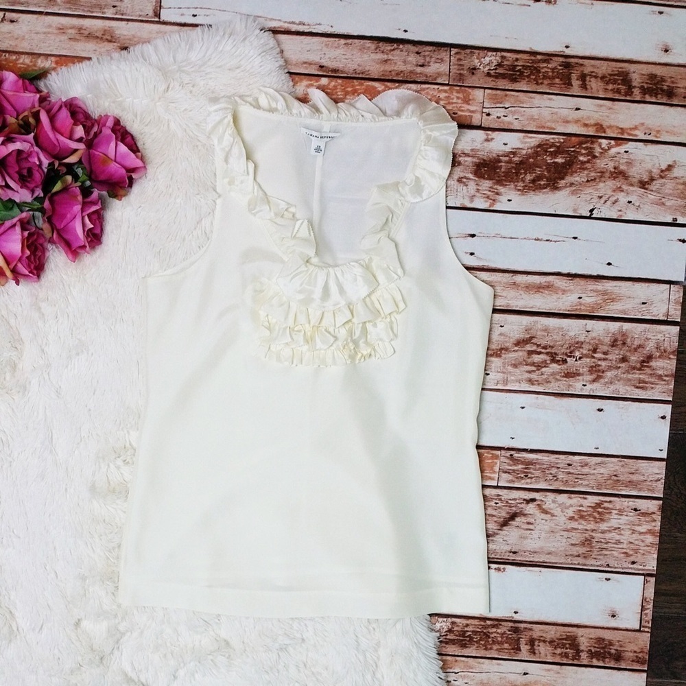 Banana Republic Silk Sleeveless Ruffle Blouse